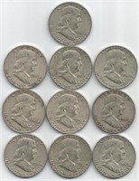 (10) 1963-D Silver Kennedy Half Dollars
