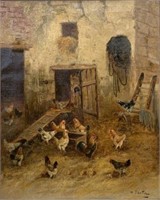 Sgd. H. Denta Painting of Chickens.