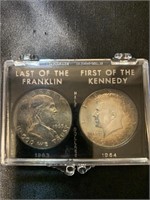 1963 Franklin and 1964 Kennedy half dollar