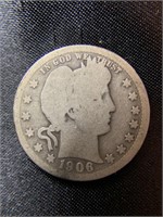 1906 Barber Quarter Dollar