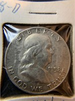 1958-D Franklin half dollar tongue and upper lip