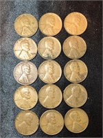 15- 1940S Lincoln wheat pennies