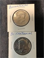 2-Bicentennial Kennedy half dollars