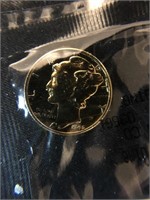 1945 Gold plated Mercury dime