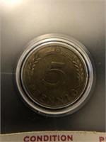 1950 German five pfennig