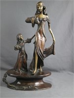 Mother and Daughter Bronze Sculpture