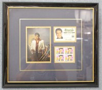Elvis Framed Collector Stamps, Photo,& DL