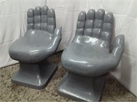 Pair of Retro Grey Childrens Hand Chairs