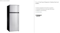 Vissani 7.1 CF Top Freezer Refrigerator