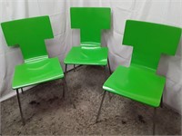 3 Green Bentwood Chairs