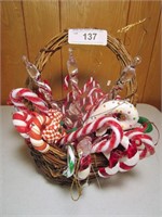 Basket Full of Peppermint Candy Decor