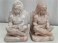 Native Chief Carved Stone Bookends