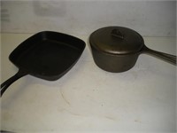 (Cast Iron) - 9 Inch Square Skillet & 7 Inch Pot