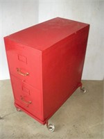 Red Filing Cabinet On Wheels  29x15x33 Inches