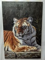 Oil on Canvas Resting Tiger Painting