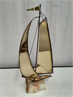 MCM Jere Style Sailboat Sculpture Signed