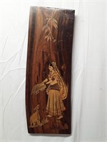 Vintage Inlaid and Etched Wood Art
