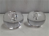 Handblown Glass Artist Signed Candle Holders