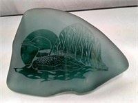 Loon Etched Glass Sculpture