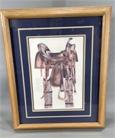 Framed Western Saddle Print -18x23