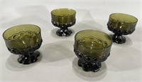 Classic Avocado Green Glass Dessert Cups
