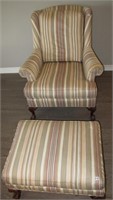 Upholstered Quality Hickory Chair & Ottoman