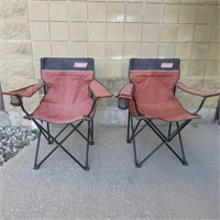2 Coleman Folding Chairs With Cup Holder
