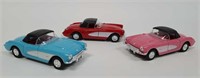 3 Welly Die Cast Corvette Friction Toy Models