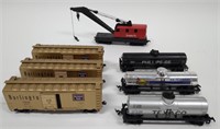Lot of 7 Toy Model Train Tankers & Cars