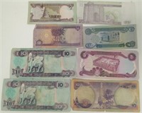 Lot of 8 Iraqi Currency Bills