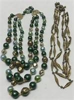Two Vintage Triple-Strand Necklaces
