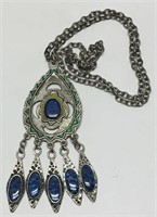 Vintage Pendant Necklace w/ Enamel Design