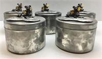 Five Metal Teddy and Honey Pot Boxes