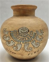 Handmade Pottery Vase Marked Sipan-Peru