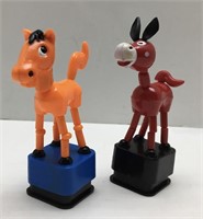 Two Vintage Horse Push Puppets