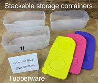 3 Tupperware Stackable Storage Containers