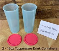 16 oz Tupperware Beverage Containers w. Lids