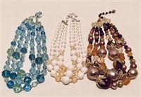 Three Multi-Strand Vintage Necklaces