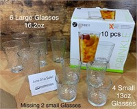 LIBBEY Drinking Glasses (missing 2 small glasses)