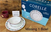 Corelle Dinnerware Set (missing 1 bowl)