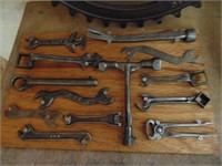 Various Implement Wrenches on Display Board