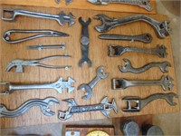 Various Implement Wrenches on Display Board