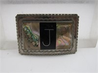 J Belt Buckle with Mother of Pearl