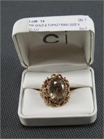 10K GOLD & TOPAZ? RING SIZE 9