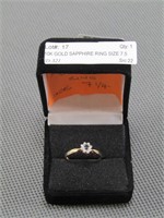 10K GOLD SAPPHIRE & DIAMOND RING SIZE 7.5