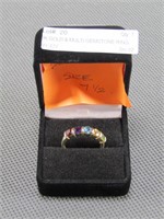 9K GOLD & MULTI GEMSTONE RING SIZE 7.5