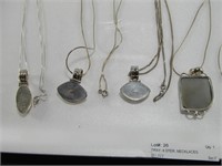 TRAY: 4 STER. NECKLACES W/OPALESCENT & OTHER