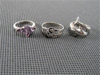 TRAY: 3 STERLING RINGS