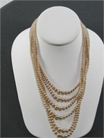 TRAY: ANTIQUE 5 STRAND GRADUATED PEARL NECKLACE