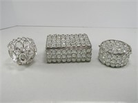 TRAY: 3 CRYSTAL TRINKET BOXES